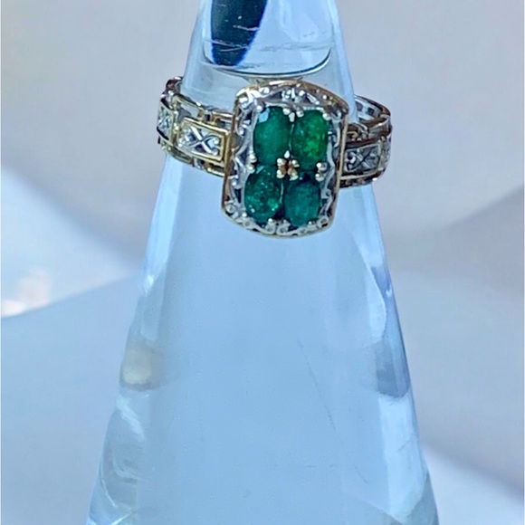 MICHAEL VALITUTTI Gems En Vogue Emerald Cluster Vermeil Woman’s Ring Jewelry - Picture 3 of 10